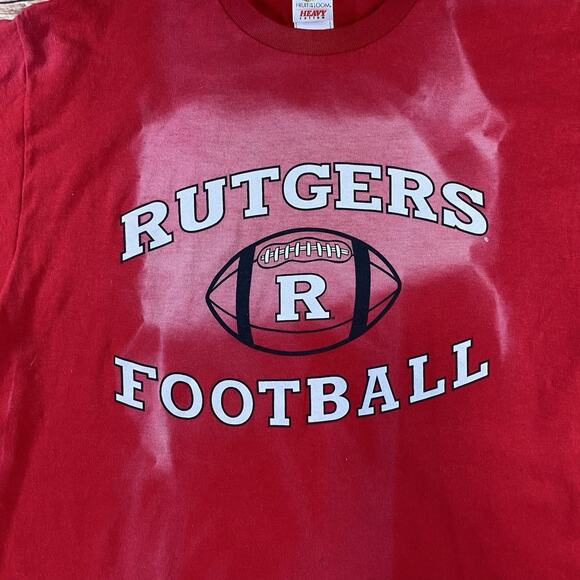Red Rutgers Scarlet Knights Tie Dye Bleached Football T-Shirt - Large - Picture 2 of 7